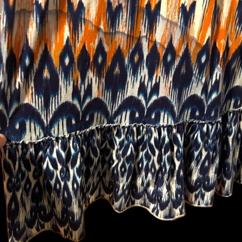 Elegant Blue and Orange Maxi Dress - Picture 7 of 9